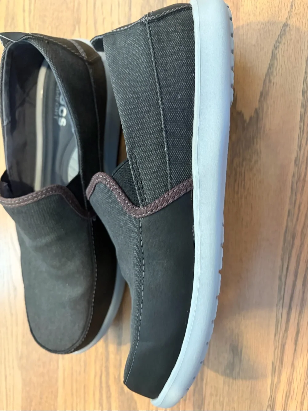 CROCS Men's Black Canvas Slip-On Loafers